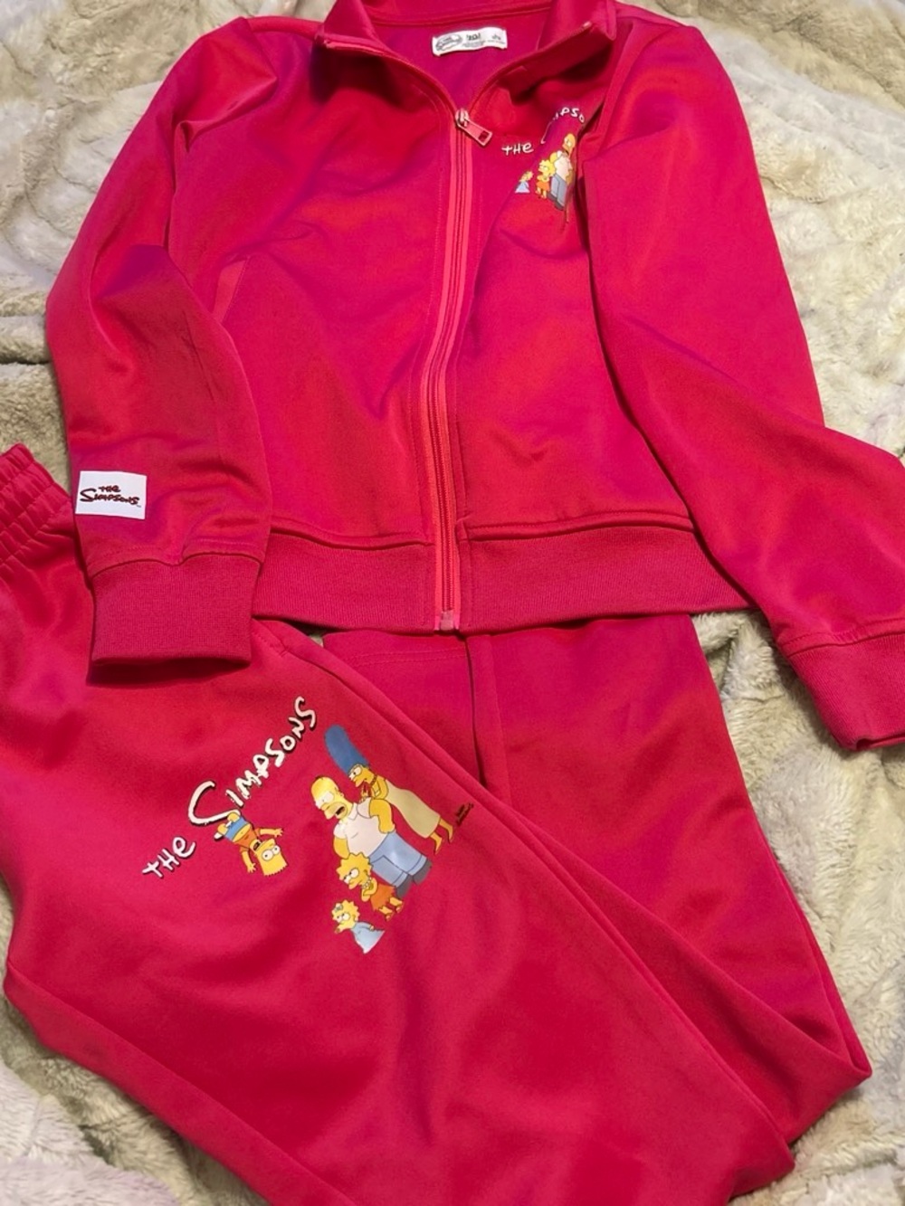 The Simpsons Kids Matching Set - Bright Pink Track Jacket & Pants